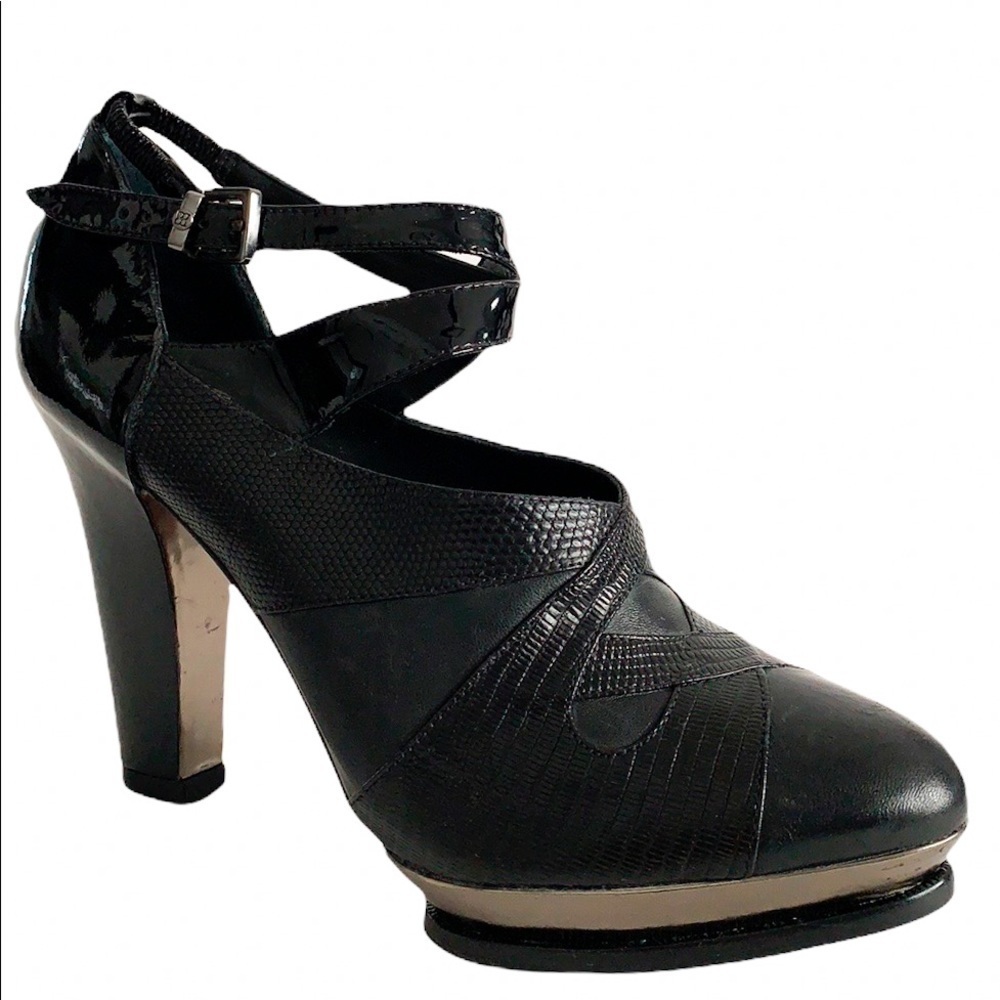 BCBG MaxAzria Leather Ankle Strap Platforms Shoes